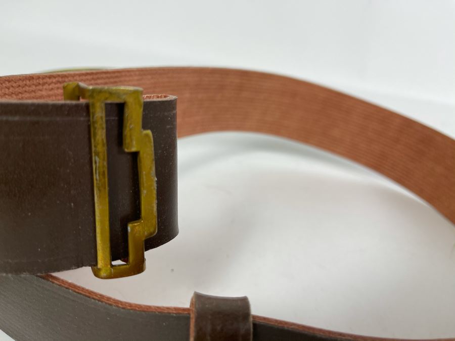 Vintage Soviet Union Belt Buckle With Leather Belt Adustable 38L [Photo 11]