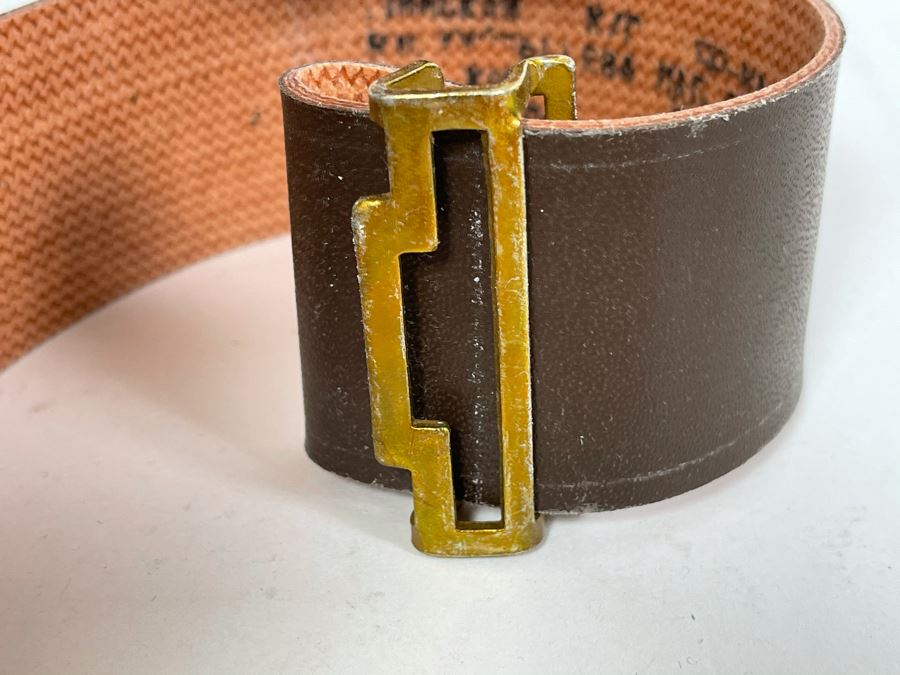 Vintage Soviet Union Belt Buckle With Leather Belt Adustable 36L [Photo 6]