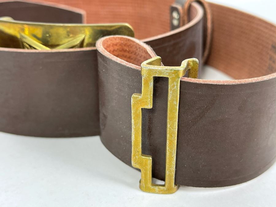 Vintage Soviet Union Belt Buckle With Leather Belt Adustable 40L [Photo 8]