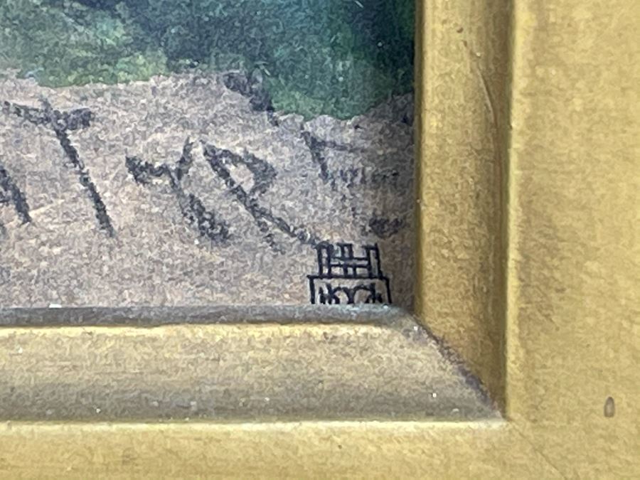 Original Signed R. F. Mcintyre Painting Titled 'The Path Across The Common Morning' In Vintage Frame 12 X 20 [Photo 14]