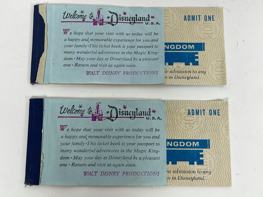 Pair Of Partially Used Disneyland Tickets With 'Welcome Home To All Returning Vietnam Servicemen' On Back Of Ticket Books [Photo 2]