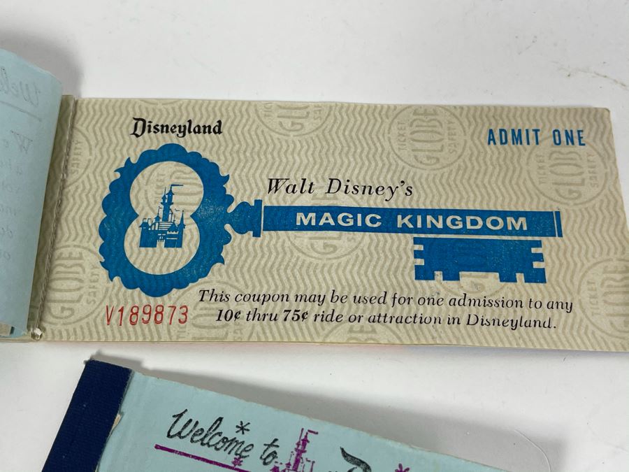 Pair Of Partially Used Disneyland Tickets With 'Welcome Home To All Returning Vietnam Servicemen' On Back Of Ticket Books [Photo 13]