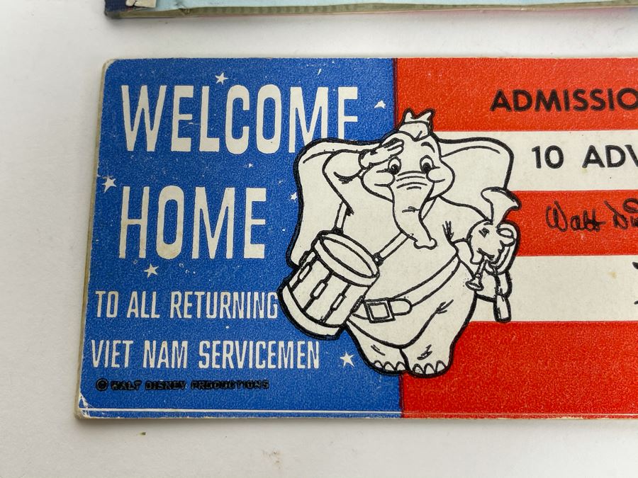 Pair Of Partially Used Disneyland Tickets With 'Welcome Home To All Returning Vietnam Servicemen' On Back Of Ticket Books [Photo 5]