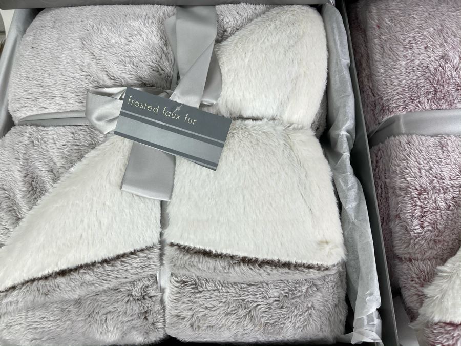 (3) New Nordstrom Frosted Faux Fur Blankets In Gift Boxes 50 X 70 [Photo 3]