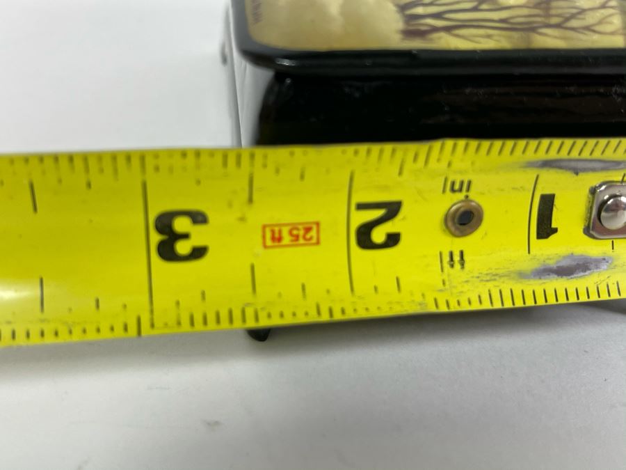 Handpainted Signed Russian Palekh Lacquer Box 4.25W X 2.5D X 1.75H [Photo 11]