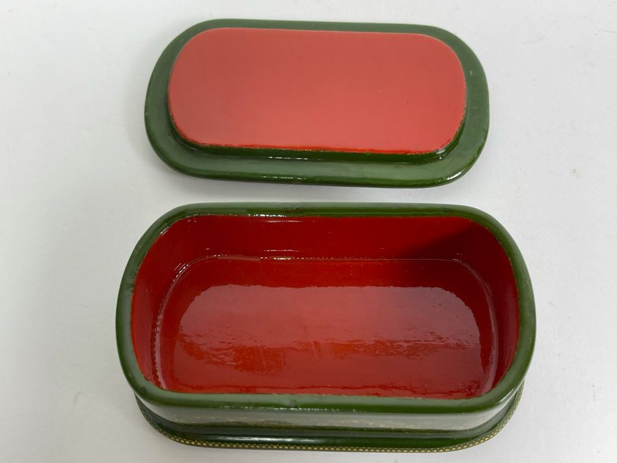 Handpainted Signed Russian Palekh Lacquer Box 3.5W X 2D X 1.25H [Photo 17]