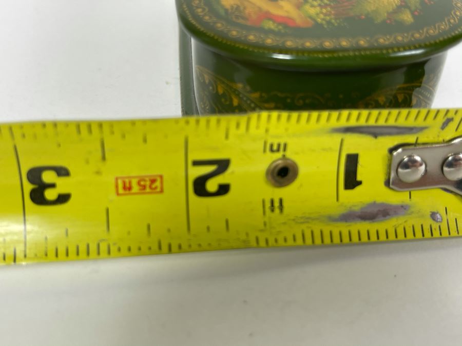 Handpainted Signed Russian Palekh Lacquer Box 3.5W X 2D X 1.25H [Photo 19]