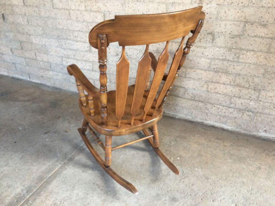 Vintage Solid Wood Rocker Rocking Chair Yugoslavia