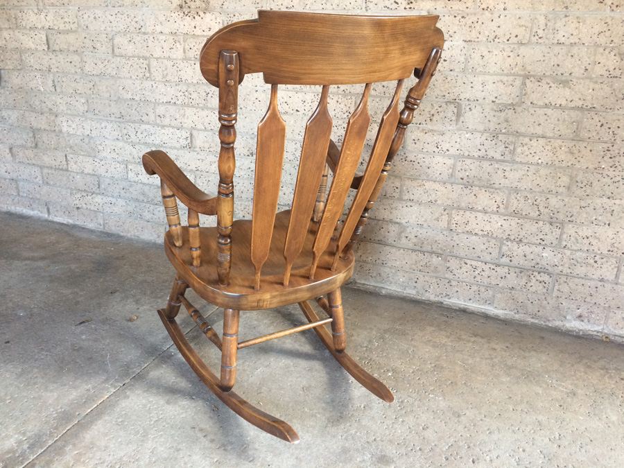 Vintage Solid Wood Rocker Rocking Chair Yugoslavia [Photo 8]