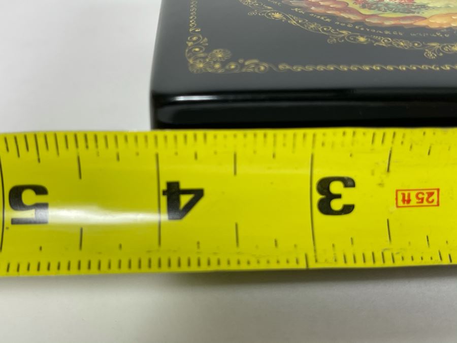 Handpainted Signed Russian Palekh Lacquer Box 4W X 4D X 1.25H [Photo 12]