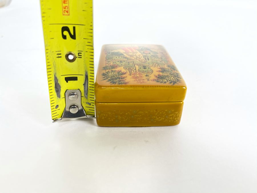 Handpainted Signed Russian Palekh Lacquer Box 2.5W X 1.75D X 1H [Photo 14]