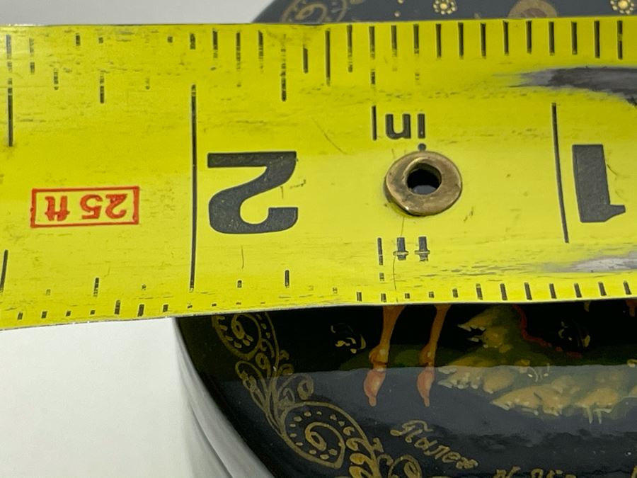 Handpainted Signed Russian Palekh Lacquer Box 2W X 1H [Photo 10]