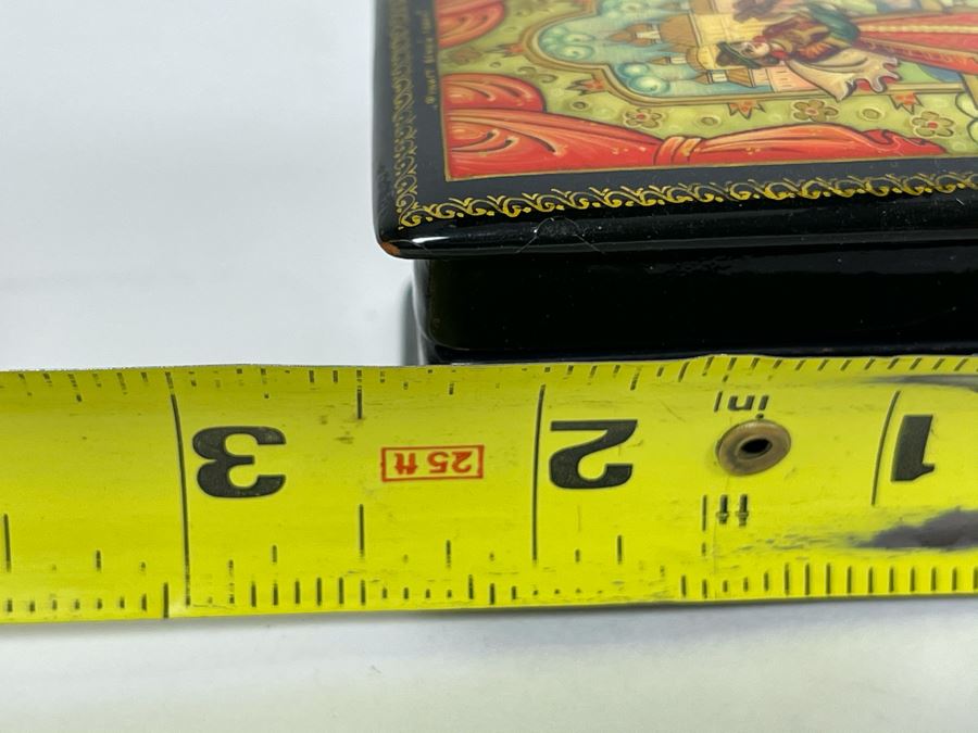 Handpainted Signed Russian Palekh Lacquer Box 2.25W X 1.5D X 1.25H [Photo 10]