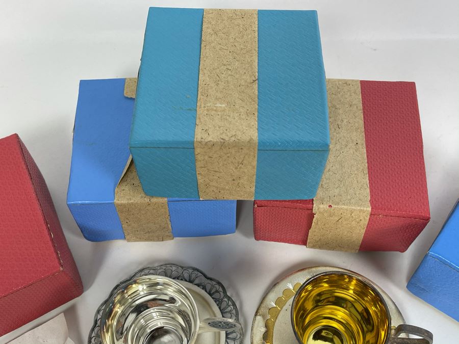 Set Of Five Vintage Soviet Union Russian Silver / Gold Cups With Saucers (3 Still Sealed - 2 Unboxed) [Photo 9]