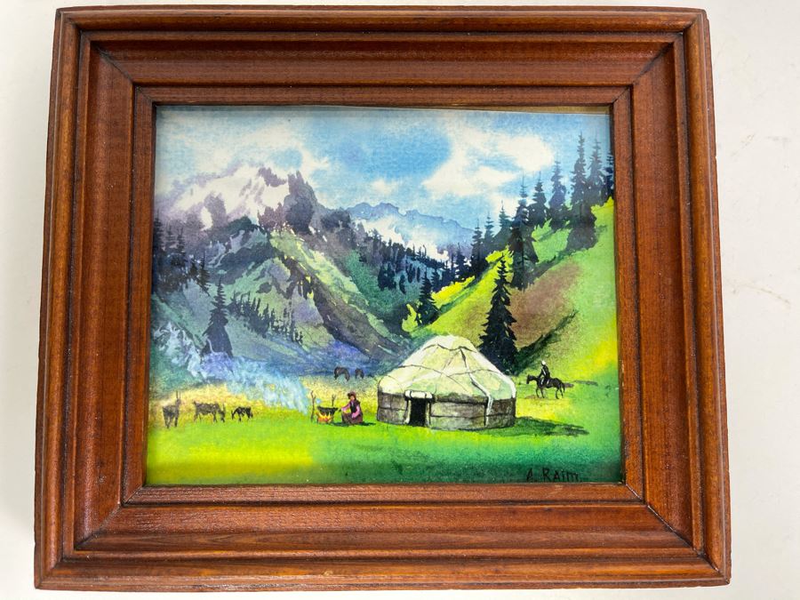 Small Framed Original Signed Watercolor Painting Signed A. Raim Titled On Back Of Painting 5 X 4.25 [Photo 2]
