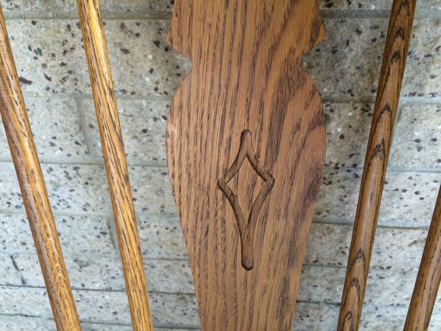 Vintage Solid Oak Wood Rocker Rocking Chair [Photo 4]