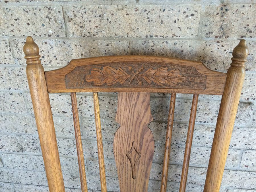 Vintage Solid Oak Wood Rocker Rocking Chair [Photo 2]