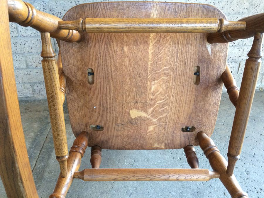 Vintage Solid Oak Wood Rocker Rocking Chair [Photo 10]