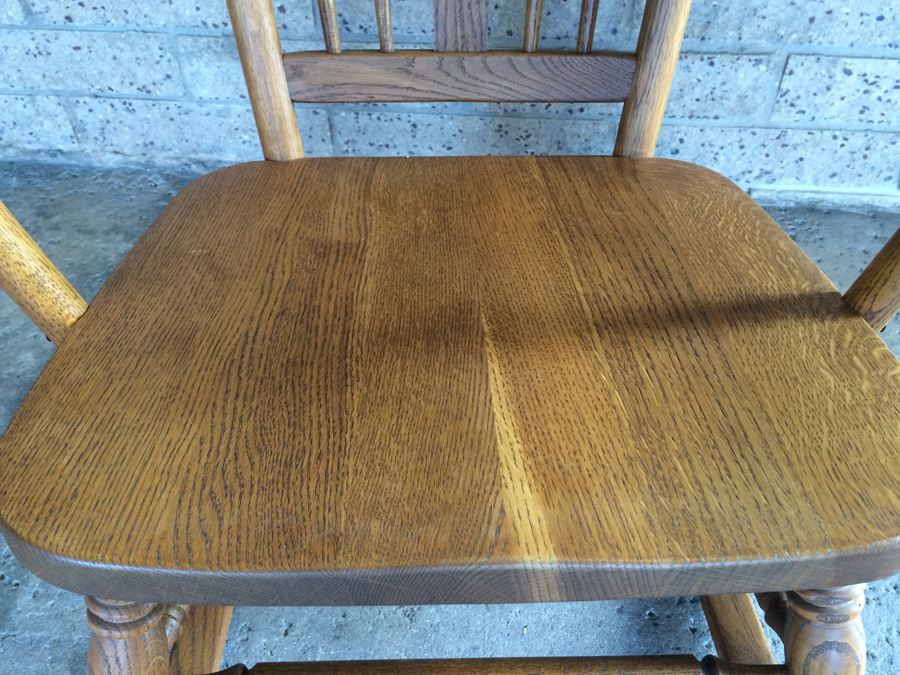 Vintage Solid Oak Wood Rocker Rocking Chair [Photo 5]