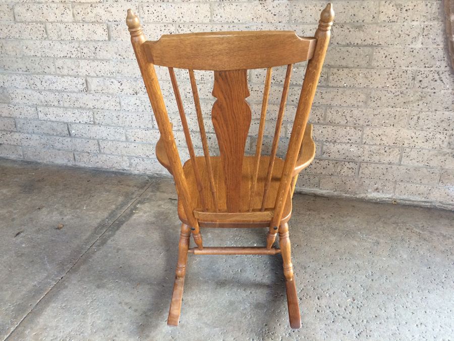 Vintage Solid Oak Wood Rocker Rocking Chair [Photo 9]