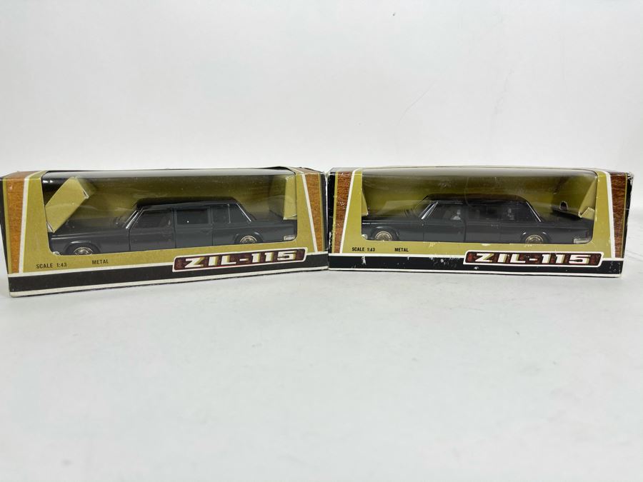 Pair Of Vintage New Old Stock Soviet Union USSR Diecast Model Gorbachev Limo Cars ZIL-115 RAF Scale Model