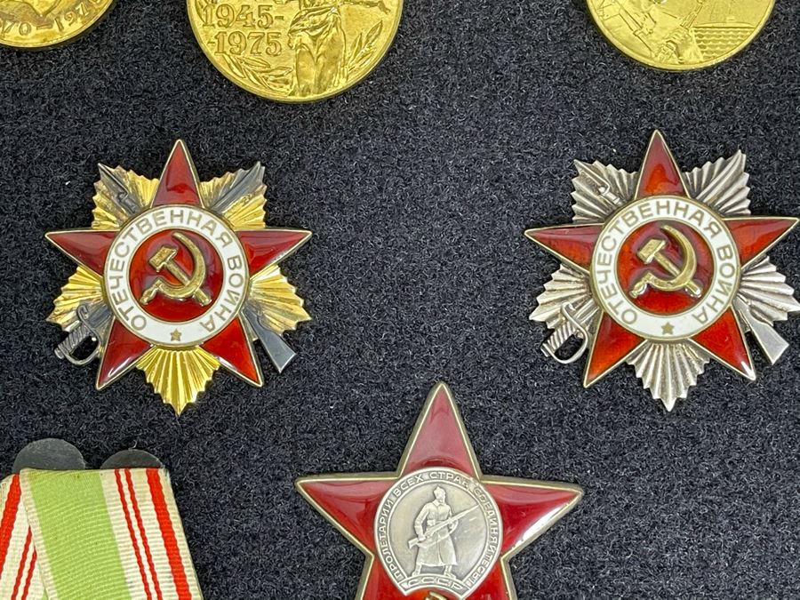 Collection Of Vintage Soviet Union USSR Military Medals Presented In ...