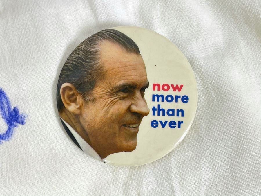 Signed Political T-Shirt Perot For President Hand Signed By Vice Admiral James Stockdale And Wife Sybil Stockdale With Richard Nixon Political Button [Photo 7]