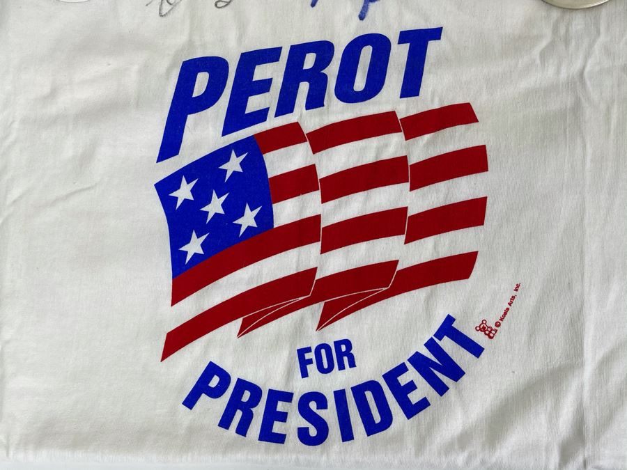 Signed Political T-Shirt Perot For President Hand Signed By Vice Admiral James Stockdale And Wife Sybil Stockdale With Richard Nixon Political Button [Photo 9]