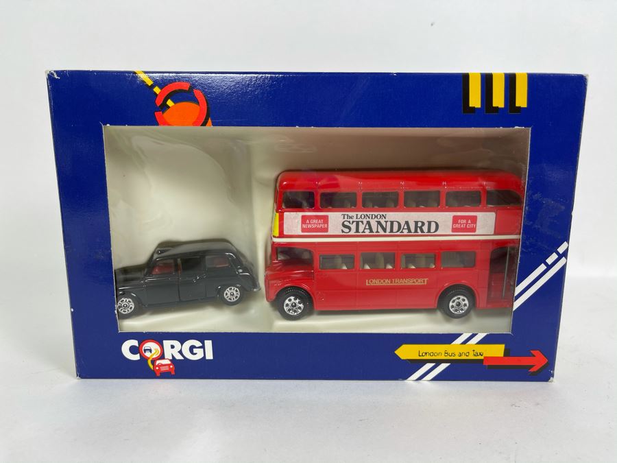 Vintage New Old Stock Corgi Diecast London Bus And Taxi