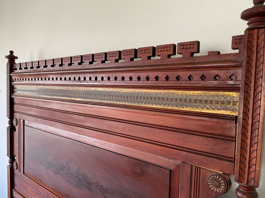 Antique Wooden Ful Size Bed From The Hotel Del Coronado - Originally Belonging To Isabella Babcock (Her Husband Elisha Spurr Babcock Was A Founder/Builder Of The Hotel Del Coronado) - Understood That Bed Was At The Hotel During Construction [Photo 6]