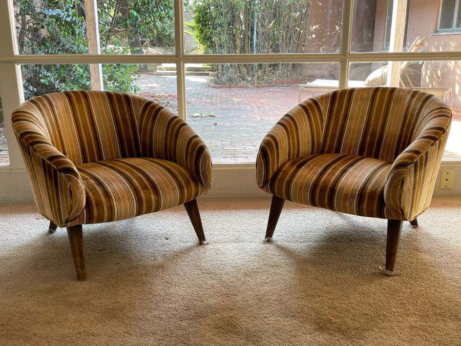 Pair Of Mid-Century Modern Upholsted Armchairs (Designer Unknown) Coronado Estate (CE) [Photo 3]