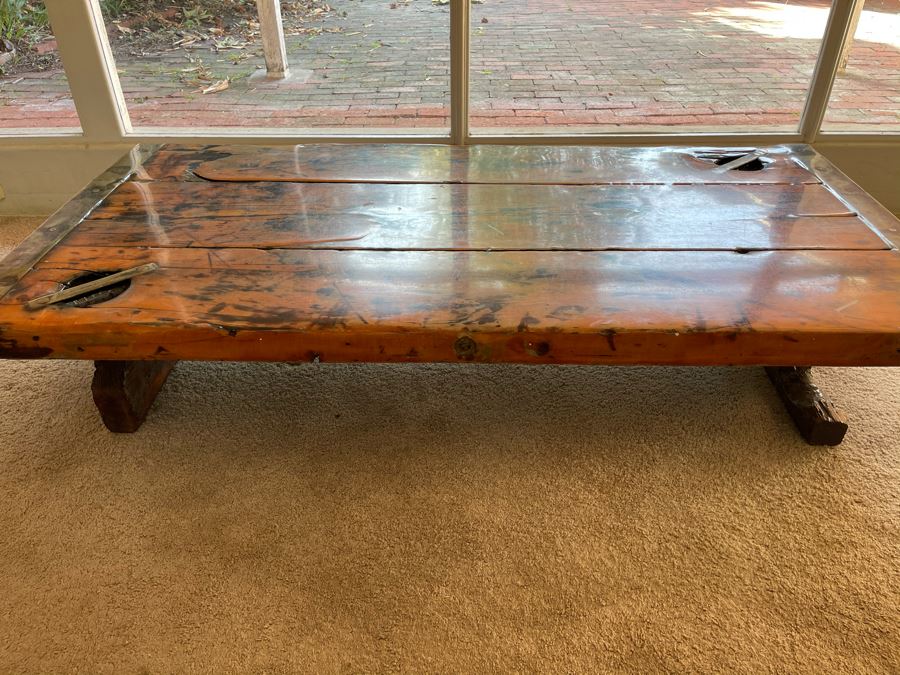 Vintage Authentic WW II Liberty Ship Hatch Cover Converted To Coffee Table [Photo 9]