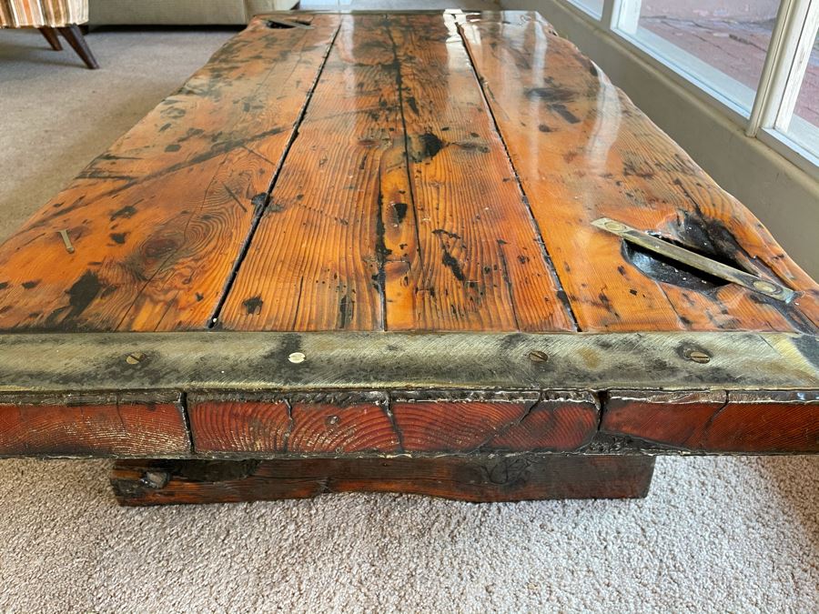 Vintage Authentic WW II Liberty Ship Hatch Cover Converted To Coffee Table [Photo 4]