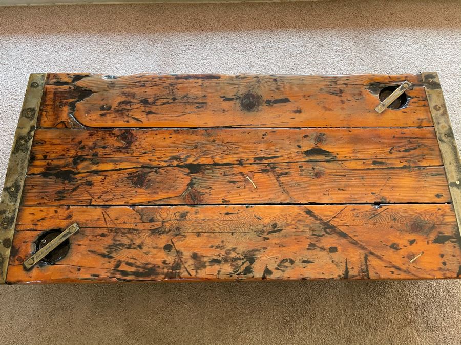 Vintage Authentic WW II Liberty Ship Hatch Cover Converted To Coffee Table [Photo 3]