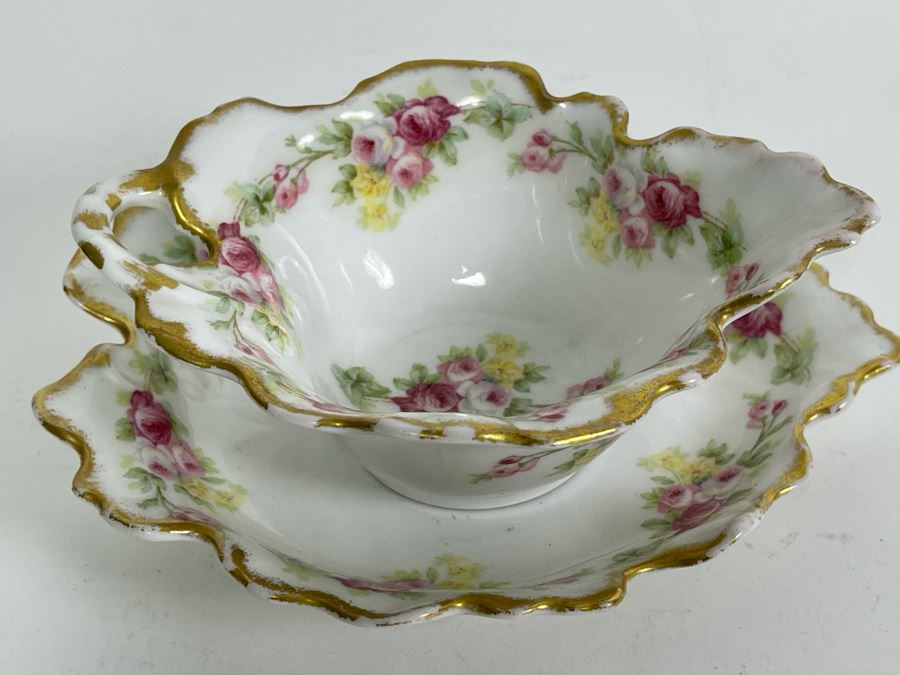 Elite Works Limoges France Gravy Boat With Dish 7.5W [Photo 1]