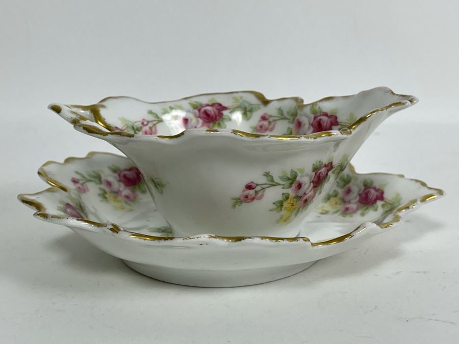 Elite Works Limoges France Gravy Boat With Dish 7.5W [Photo 3]