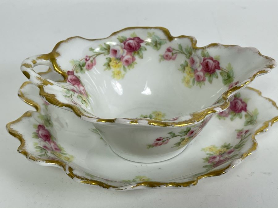 Elite Works Limoges France Gravy Boat With Dish 7.5W [Photo 2]
