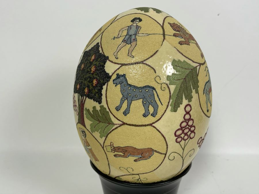 Hand Painted Tree Of Life Ostrich Egg 7H [Photo 5]