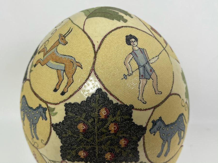 Hand Painted Tree Of Life Ostrich Egg 7H [Photo 4]