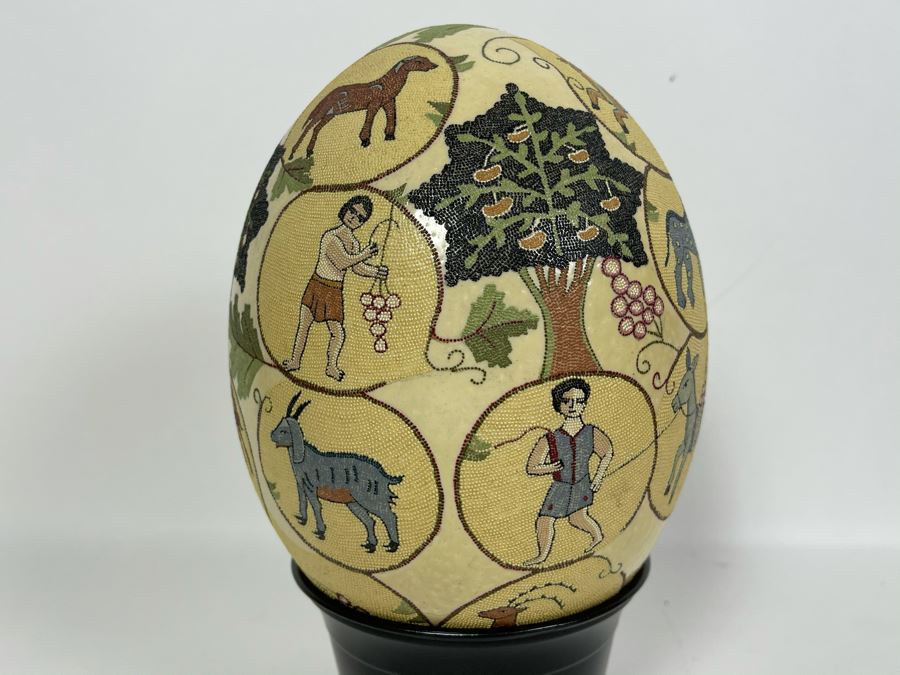Hand Painted Tree Of Life Ostrich Egg 7H [Photo 8]