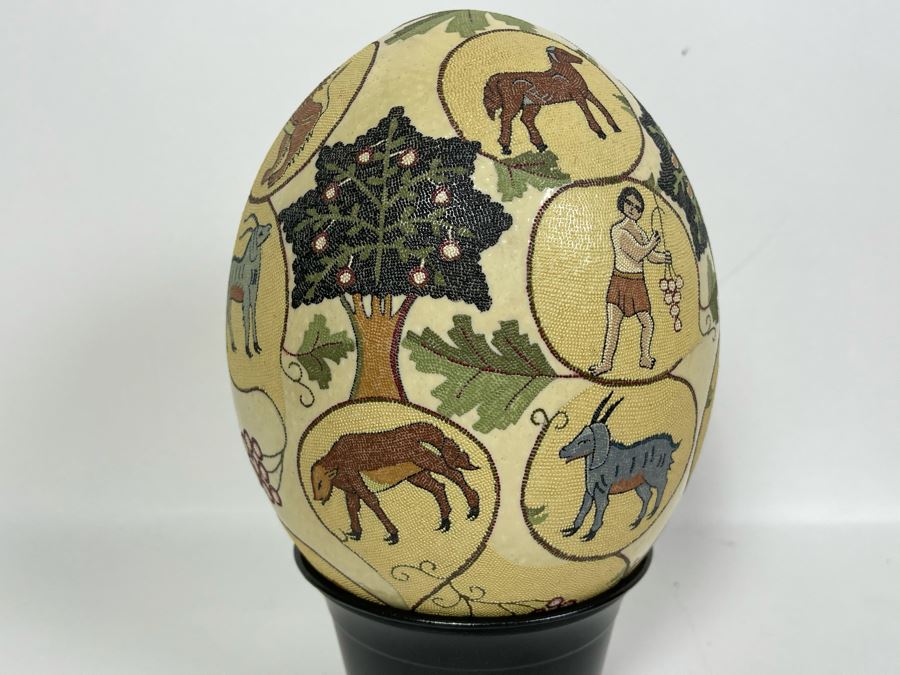 Hand Painted Tree Of Life Ostrich Egg 7H [Photo 7]