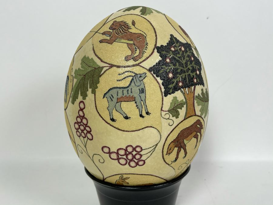 Hand Painted Tree Of Life Ostrich Egg 7H [Photo 6]