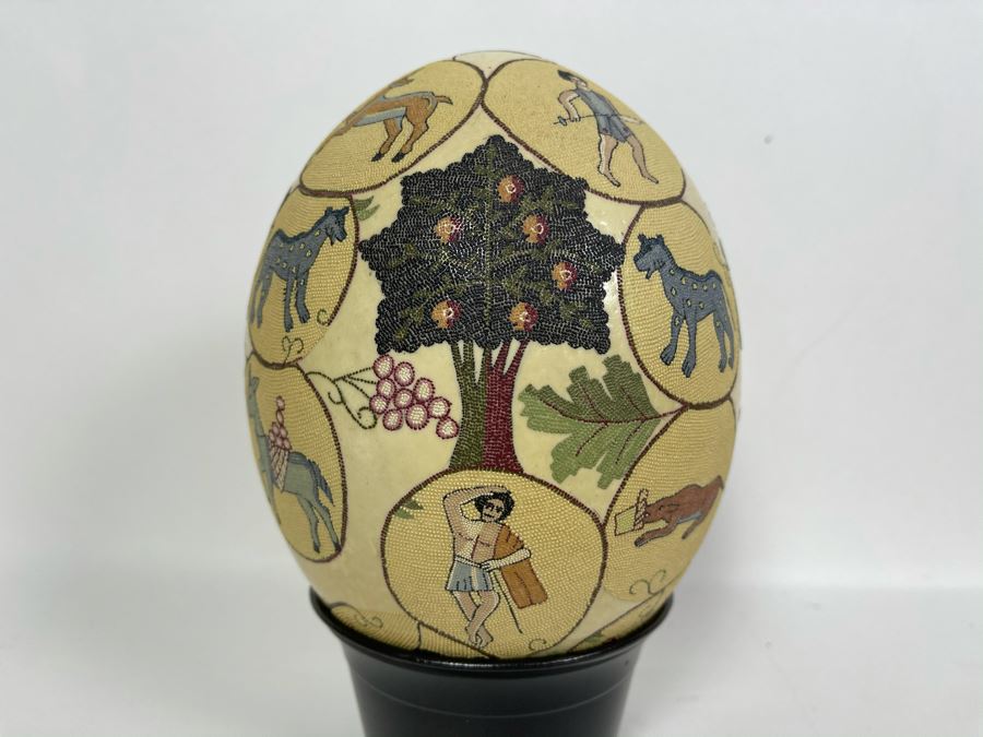 Hand Painted Tree Of Life Ostrich Egg 7H [Photo 2]