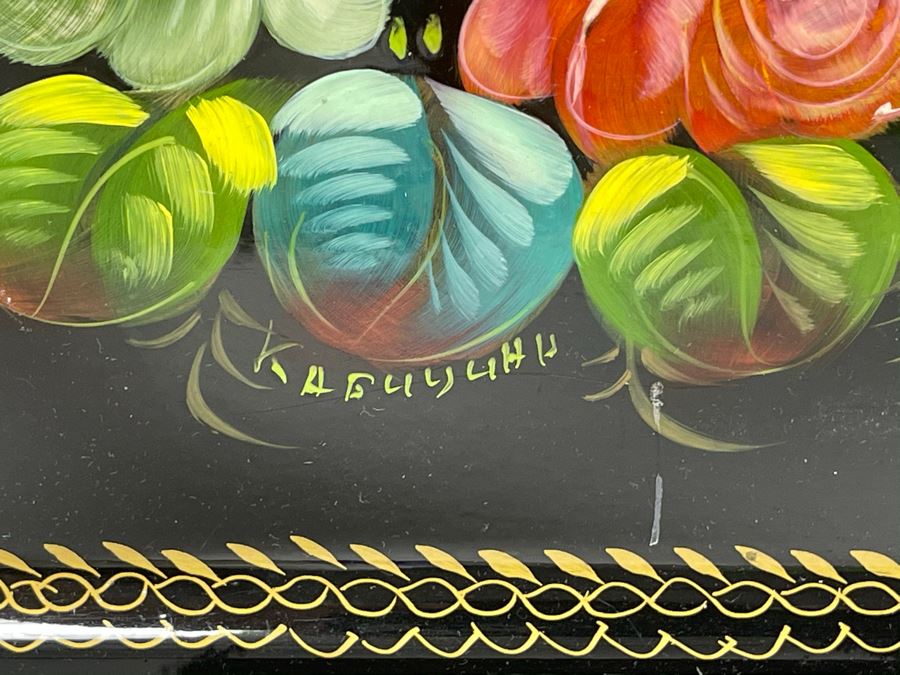 Vintage Soviet Union Hand Painted Russian Metal Serving Tray Signed 12.5 X 10 [Photo 3]