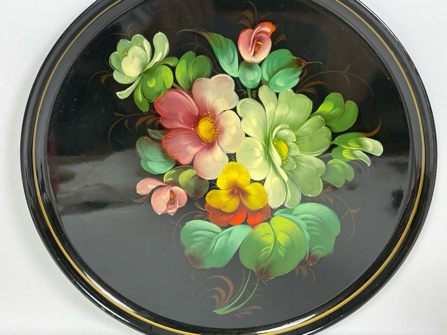 Vintage Soviet Union Hand Painted Russian Metal Serving Tray 12R [Photo 2]