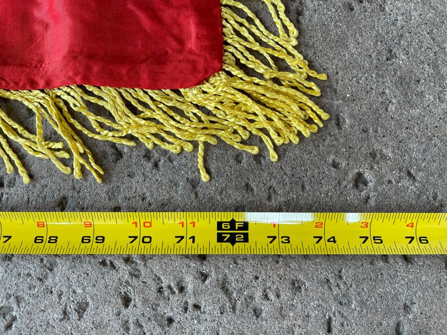 Vintage Soviet Union USSR Satin Banner Flag Featuring Lenin Double-Sided 6' X 44' [Photo 15]