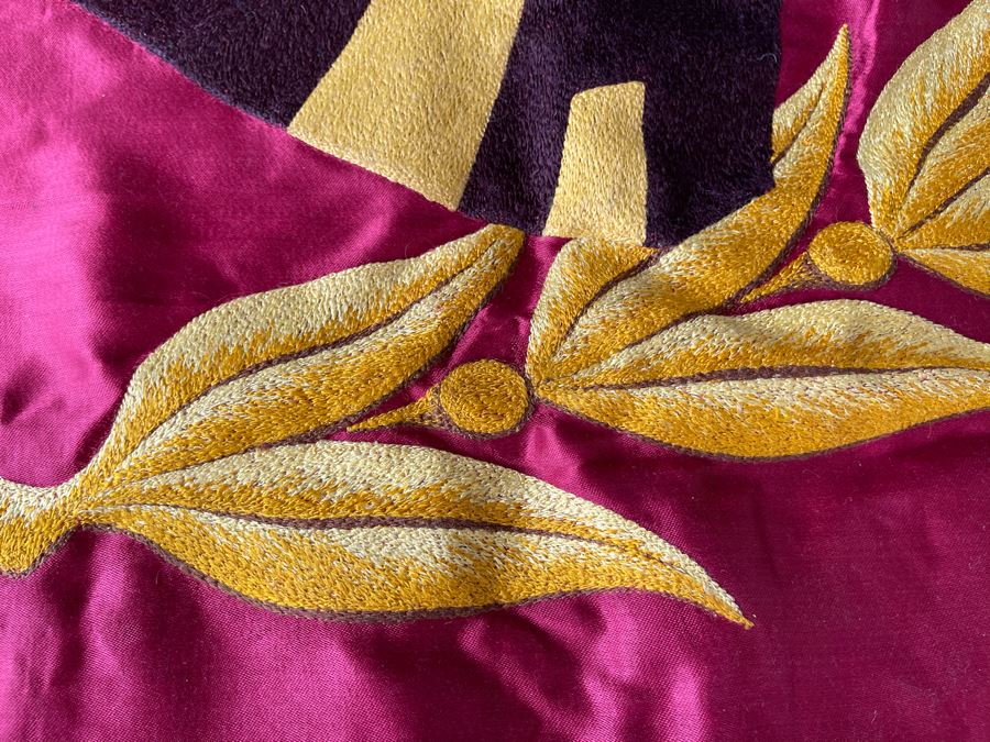 Vintage Soviet Union USSR Satin EMBROIDERED Banner Flag Featuring Lenin On Reverse Side Double-Sided 6' X 50' [Photo 12]