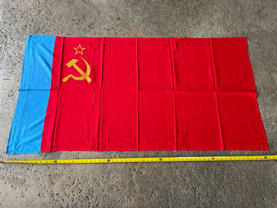 Vintage Soviet Union USSR Banner Flag 5' X 31' [Photo 2]