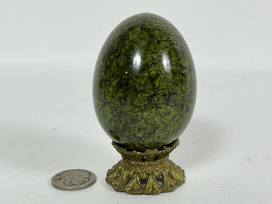 Russian Green Marble Egg With Stand 3H [Photo 3]