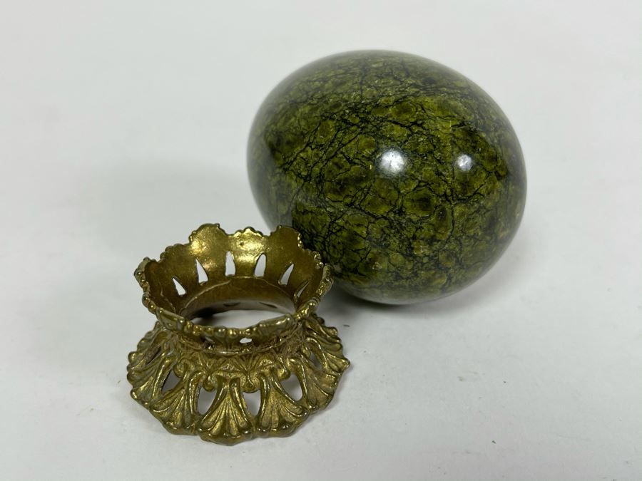 Russian Green Marble Egg With Stand 3H [Photo 4]